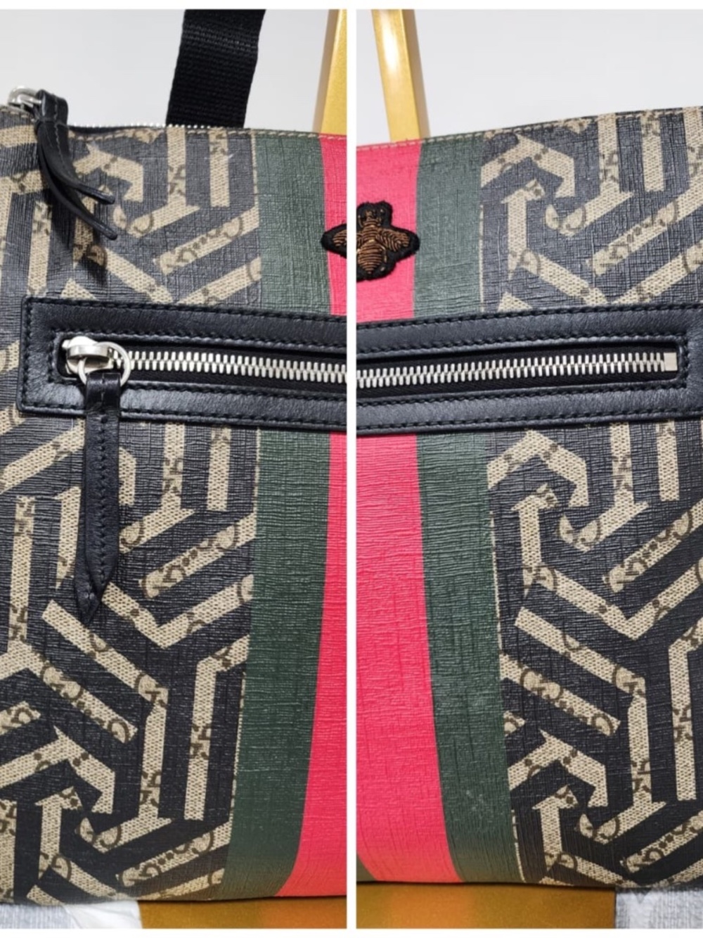 Authentic Gucci GG Supreme Caleido Web Messenger Black/Beige - Picture 15 of 16